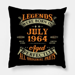 59th Birthday Gift Legends Born In July 1964 59 Years Old Pillow