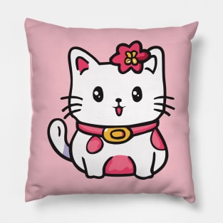 cute cat drawing cartoon Pillow