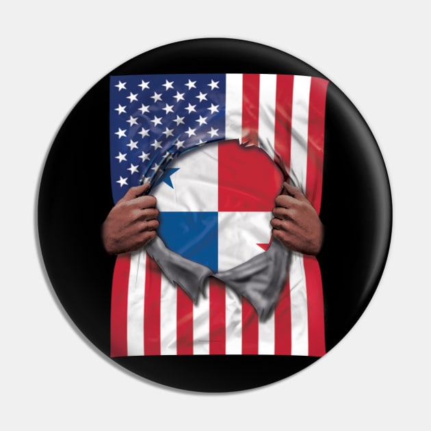 Panama Flag American Flag Ripped - Gift for Panamanian From Panama Pin by Country Flags