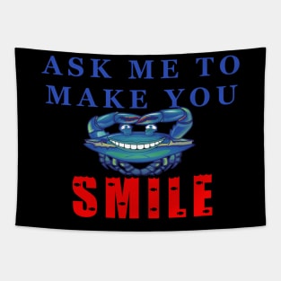 Ask Me To Make You Smile Blue Crab Tapestry