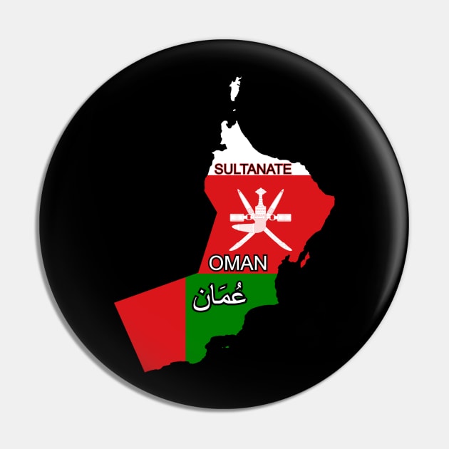 Oman map & flag Pin by Travellers