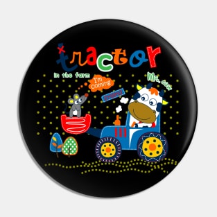 cow tractor cartoon Pin