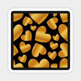 An abundance of golden hearts on black Magnet