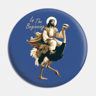 Jesus Riding A Ostrich Pin