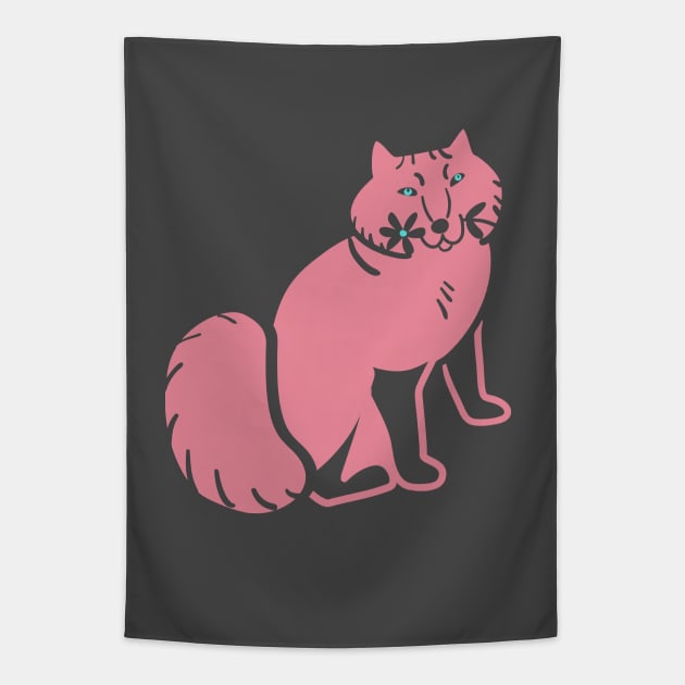 Pink Arctic fox Tapestry by belettelepink