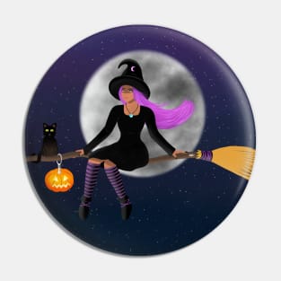 Witch On a broom Pin