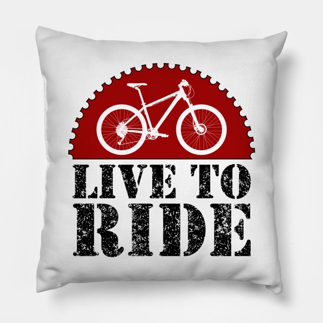 Live to ride Bycicle into a pinion sun art. Pillow by Drumsartco