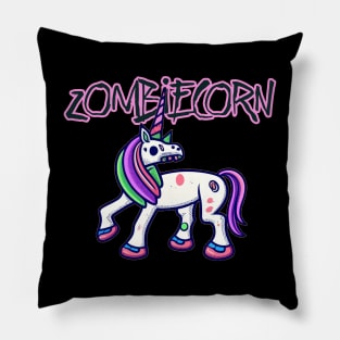 Horror Zombie Unicorn Drawing - Macabre Fantasy Art Pillow