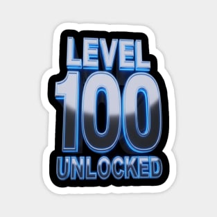 Level 100 Gamer Tee - Epic Blue Unlocked Achievement Magnet