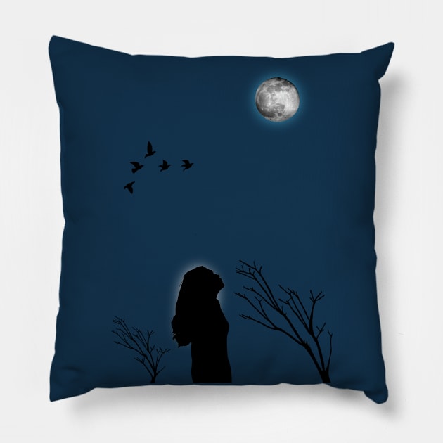 girl looking up at the sky Pillow by Express Yourself everyday