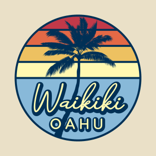 Waikiki Oahu Hawaii Retro Sunset T-Shirt