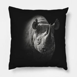Black Rhino Close-up African Wildlife Pillow