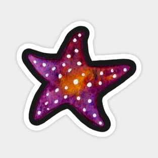 Purple and Orange Starfish Watercolor Magnet