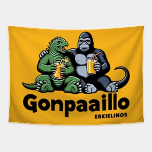 Godzilla and king Kong Juice time Tapestry