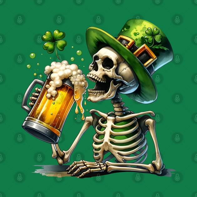 St. Patrick's Skeleton Toasting Beer by Science Busters Podcast