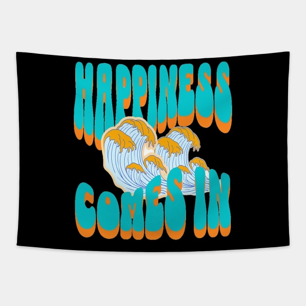 Happiness Comes In Waves, Hello Summer Vintage Funny Surfer Riding Surf Surfing Lover Gifts Tapestry by Customo