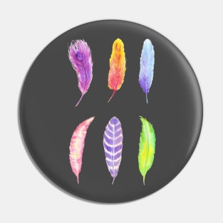 Vibrant watercolor feathers Pin