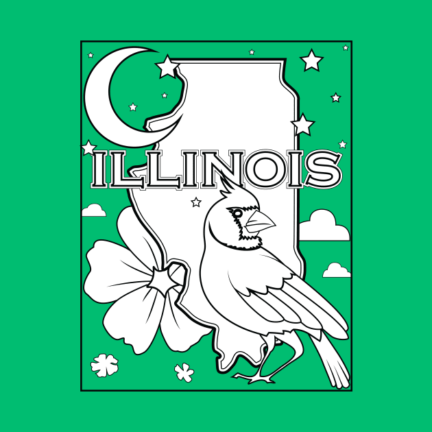 illinois state shape flower bird coloring page by LeapDaze