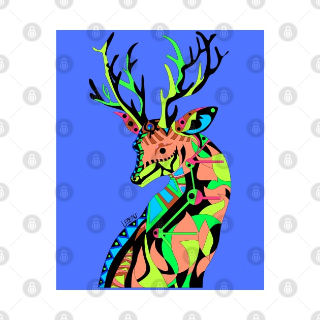 mexican reindeer venado ecopop in totonac patterns art by jorge_lebeau