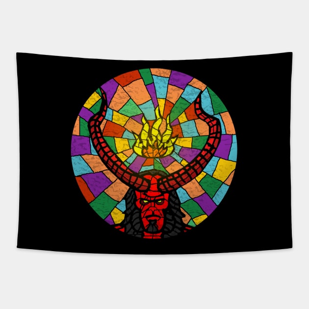 demon stained glass Tapestry by Undeadredneck