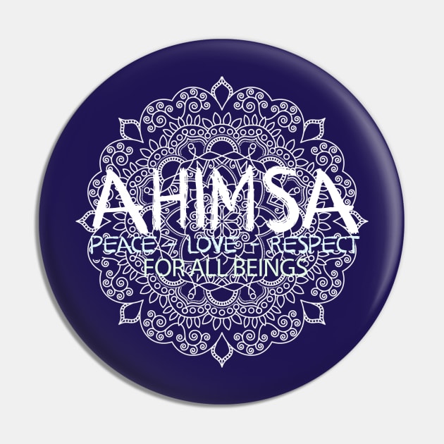 Ahimsa - Peace, Love & Respect to All Beings - Vegan Activism, Vegan Christmas, Gifts, 2023, 2024 Pin by KindWanderer