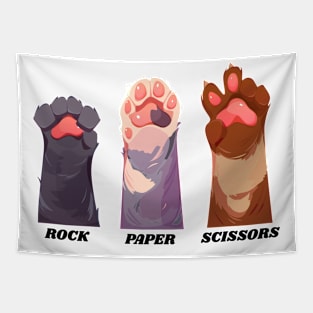 Rock paper scissors cat-cute illustration Tapestry