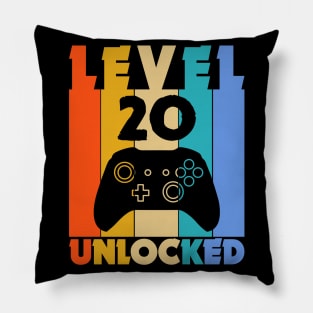 Level 20 Unlocked Funny Video Gamer Birthday Novelty T-Shirt Pillow