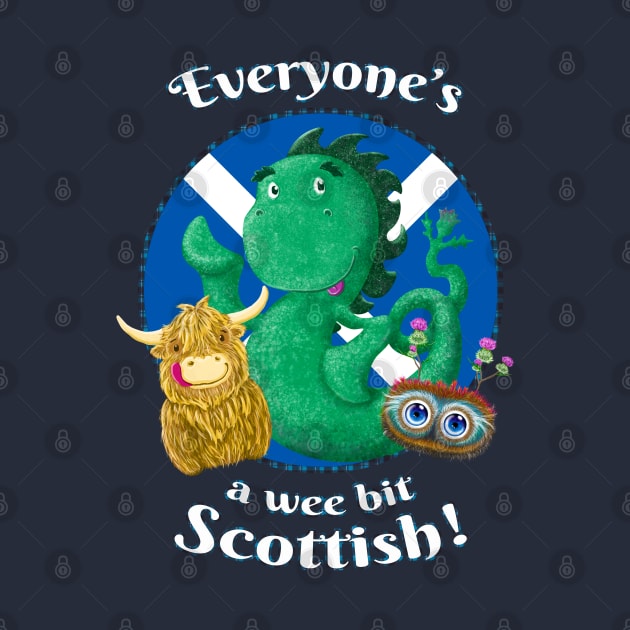 Scottish Highland Cow, Nessie, and Haggis T-shirt by brodyquixote