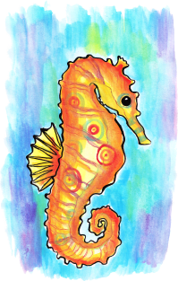 Watercolor Seahorse Magnet