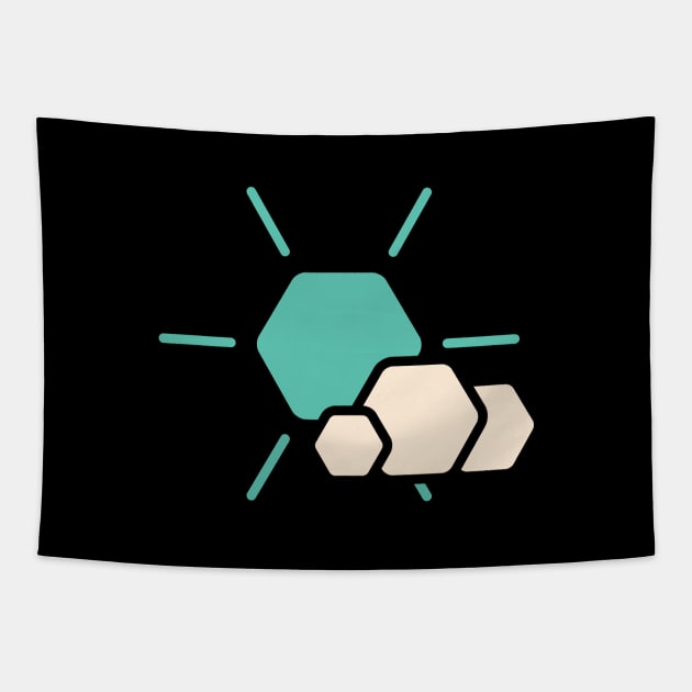 Turquoise Hexagon Sun Tapestry by viktorhertz