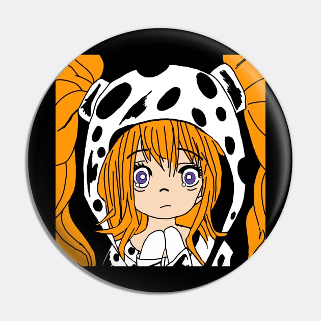 Anime girl hottie with Cow print hoodie Pin by TinymommaDesigns