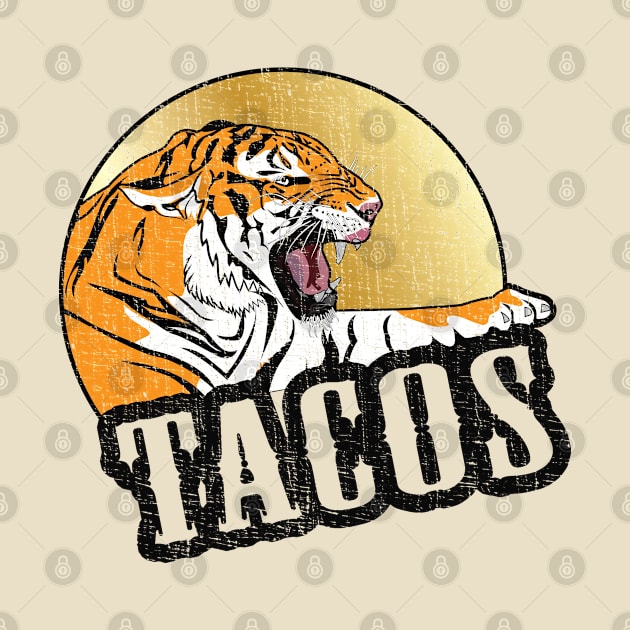 Screaming Tiger Tacos Dark Print - Distressed Style by Webdango