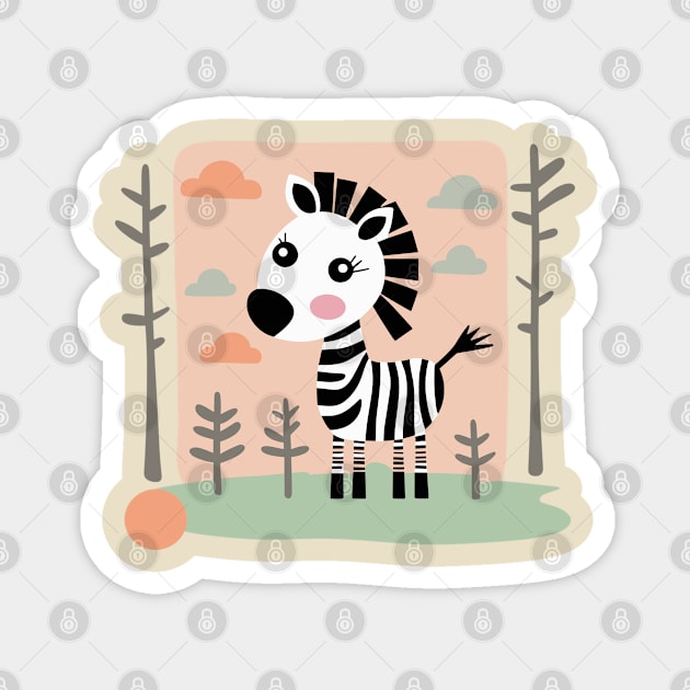 Cute Zebra in the wilderness - baby design Magnet by craftydesigns