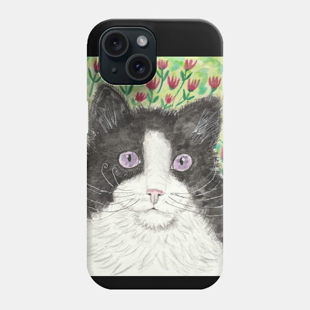 Cute  cat face  purple eyes Phone Case by SamsArtworks