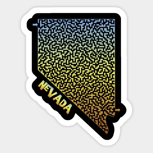 Nevada State Outline Maze Labyrinth Nevada Sticker Teepublic