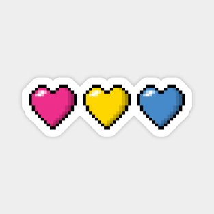 Row of Three Pansexual Pride Flag Pixel Hearts Magnet