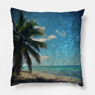 Caribbean Blue digital Artwork Isla Saona Tribute Pillow