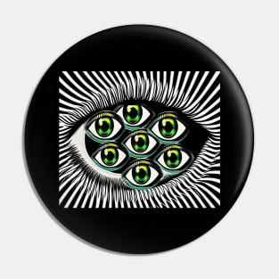 Trippy Lines and Eyes Pin