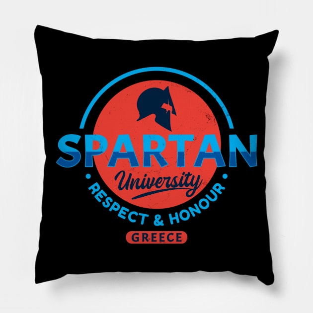 Spartan University Greece - Respect and Honor Pillow by NicGrayTees