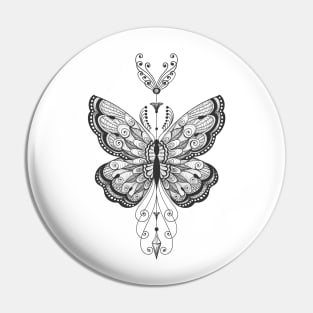 Hand drawn butterfly Tattoo on white background. Pin