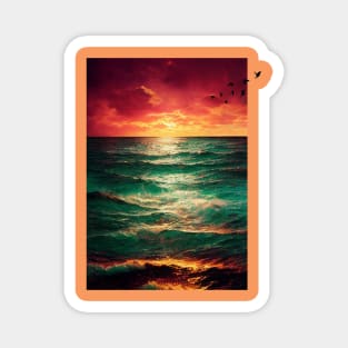 Nature Beach Sunset Digital Art Magnet