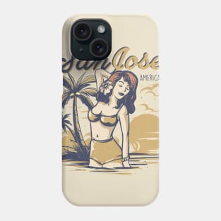 Vintage poster of Hawaiian beach girl Phone Case