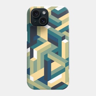 Blue and Green Isometric Maze Phone Case