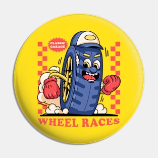 Wheel racing, wheel racing mascot character Pin