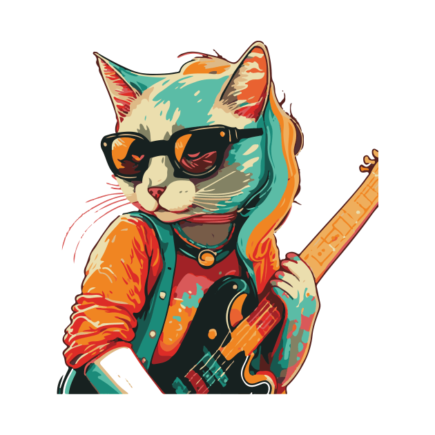 Pop art Cat Musician by MusicianCatsClub