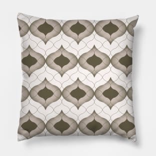 Ogee tile khaki green beige earth tones classic abstract geometrical design Pillow