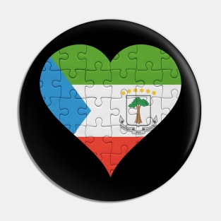 Equatorial Guinean Jigsaw Puzzle Heart Design - Gift for Equatorial Guinean With Equatorial Guinea Roots Pin