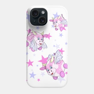pink flying bubble cows with wings Phone Case