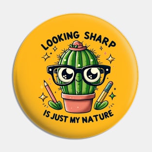 Nerdy Cactus Cactus art with glasses Pin