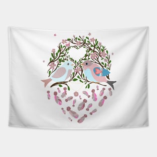Love is in the air Spring Birds Tapestry